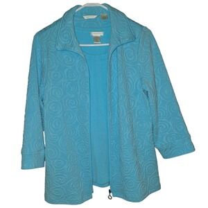 Laura Ashley Zip-up Blazer Size Medium with BONUS matching tank Aqua Color